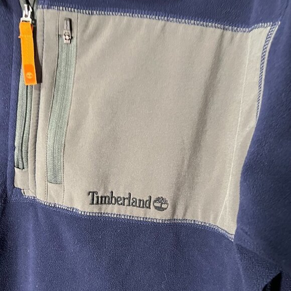 Timberland Sweater Mens XL Long Sleeve 1/2 Zip Pullover Fleece Mock Neck Blue - Picture 7 of 9